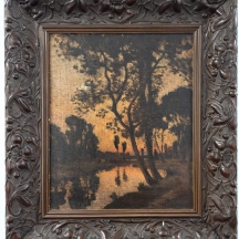 ויקטור ז'אן-בטיסט ברתלמי בינה (צרפת, 1849-1924) - 'עצים בשקיעה', שמן על בד