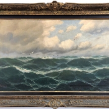 'שחפים מעל הים' - ציור שמן על בד, חתום: M. Jensen