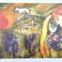 מארק שאגאל (Marc Chagall) - אהבה בזריחה, ליטוגרפיה