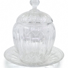 כלי קריסטל לפונץ' כולל מכסה ומעמד תואם, מלוטש ביד