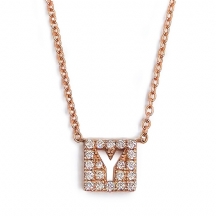 תליון זהב ויהלומים עם האות Y