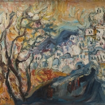 יצחק פרנקל פרנל (1899-1981) - 'צפת בלבן' - שמן על בד, חתום