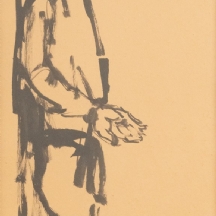 משה ברנשטיין (1920-2006) - 'נער יהודי מקבץ נדבות' - גואש שחור על נייר, חתום