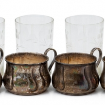 סט של 6 מחזיקי כוסות ישראלים משנות ה-50, תוצרת 'כסף'