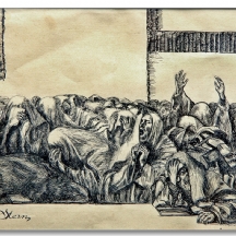 'יום כיפור' - הדפס, חתום בפלטה Y.Stern על פי ציור של 'ליאופולד פיליכובסקי'
