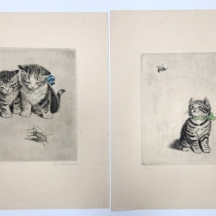 מטה פליקהבאום,Meta Pluckebaum (1876-1945) - זוג תצריבי חתולים, חתומים בעיפרון