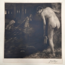 גאורג יאן, Georg Jahn (1869–1941, גרמניה)- שלוש נשים בעירום ליד אגם ביער, תצריב