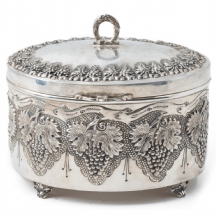 קופסת אתרוג עשויה כסף סטרלינג (925), חתומה, פנים הקופסא מצופה זהב