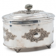 קופסת אתרוג עשויה כסף סטרלינג (925), חתומה, פנים הקופסא מצופה זהב