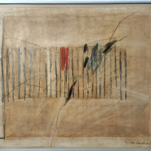 לינדה זנדהאוז (נ. 1949) - מופשט מסורג, טכניקה מעורבת על נייר , חתום ומתוארך 1978