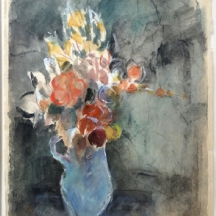 אפרים פימה רויטנברג (1914-2005)- 'פרחים בכד', אקוורל על נייר, חתום