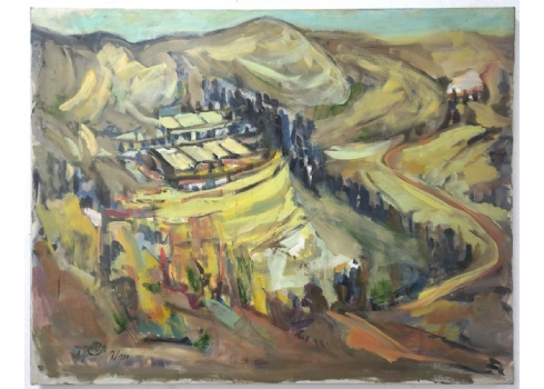 יונה בן משה (נ.1921)- 'ירושלים' - שמן על בד, חתום ומתוארך 'יולי 1990'