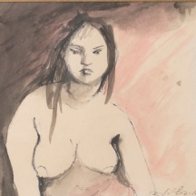 אסתר פרץ- ארד(1921-2005) - עירום נשי, רישום באקוורל על נייר, חתום