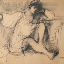 אסתר פרץ- ארד, (1921-2005), רישום בגירי פחם על נייר, חתום