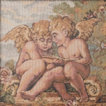 'זוג מלאכים' אריג גובלן עשוי עבודת מכונה ממוסגר