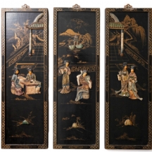 3 תבליטי קיר סיניים מהמחצית השניה של המאה ה-20, עושיים עץ וחומרים שונים