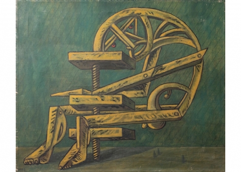 דן קדר (1938-1988) - 'איש מחבש', שמן על בד, חתום