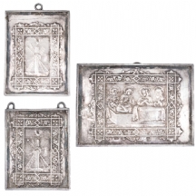 שלושה תבליטי כסף רוסים, עשויים כסף '875', אחד מהם (הגדול) חתום 84