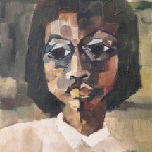 'פורטרט נערה בצווארון לבן'- שמן על קרטון