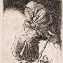 'מתפללת' - תצריב עתיק, חתום RICHTER ומתוארך 1925 בעיפרון