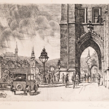 'נוף בודפשט' - תצריב עתיק, חתום RICHTER ומתוארך 1932 בעיפרון