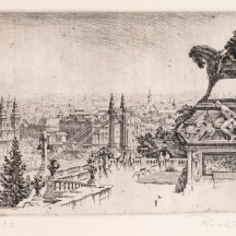 'נוף בודפשט' - תצריב עתיק, חתום RICHTER ומתוארך 1932 בעיפרון
