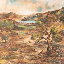 'נוף כינרת' - שמן על בד, חתום 'הנרי, Henry' ומתוארך 1967
