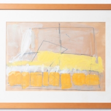 שמעון אבני (נ. 1932) - מופשט בכתום וצהוב, רישום בגואש על נייר, חתום