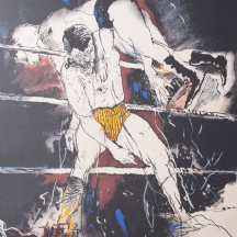 אורי ליפשיץ (1936-2011) - 'מתאגרפים' - ליטוגרפיה גדולה ממוסגרת, חתומה בעיפרון