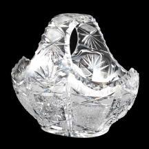 כלי קריסטל מעוצב בצורת סלסלה ומלוטש בעבודת יד