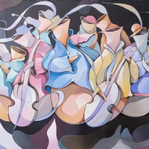 עמי רזון - 'תזמורת כדים' - שמן על בד, חתום