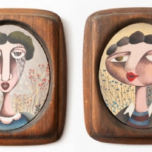 יובל מלר (Yuval Meller) - זוג ציורים, שמן על בד, אובליים, חתומים