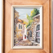 דן מוסקונה (Dan Moskona) - 'אישה באדום' - שמן על לוח, חתום