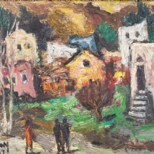 יהודה רודן (1916-1985, Yehuda Istvan Rodan) - ציור שמן על לוח, חתום