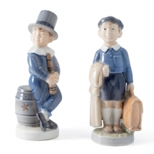 שני פסלוני פורצלן דניים, איכותיים, מתוצרת 'רויאל קופנהגן' (Royal Copenhagen)