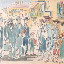 יוסי שטרן (1923-1992, Joseph Stern) - 'בדרך לבית הכנסת'