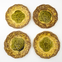 4 צלחות מג'וליקה צרפתיות עתיקות, מתוצרת Villeroy & Boch