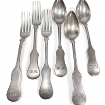 לוט של 6 חלקי סכו"ם כסף וינאי עתיק, חתום