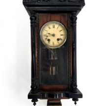 שעון אורלוגין גרמני עתיק מסוף המאה ה-19 עשוי עץ מתכת וזכוכית