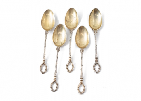 5 כפיות כסף צרפתיות איכותיות תוצרת אלפונס דבאן (Alphonse Debain)