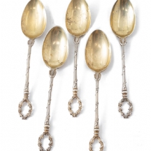 5 כפיות כסף צרפתיות איכותיות תוצרת אלפונס דבאן (Alphonse Debain)