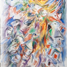 יוסל ברגנר (2017-1920 Yosl Bergner)- 'מלכים ומלאכים' - שמן על בד, חתום ומתוארך