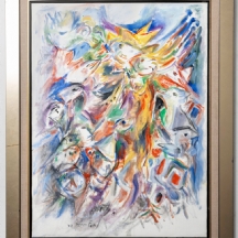 יוסל ברגנר (2017-1920 Yosl Bergner) - 'מלכים ומלאכים' - שמן על בד חתום ומתוארך