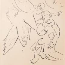 מארק שאגאל, (Marc Chagall) - 'יצחק ומלאך' ליטוגרפיה חתומה בעיפרון