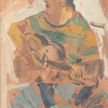 ויקטור, שאול ( 1947-1996 Shaul Victor) - נגן הגיטרה, שמן על בד צרפתי, חתום