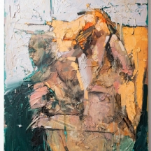 אהרון קרביץ (Aron Kravits, נ. 1958) – "דמות", שמן וקולאז' על בד, חתום