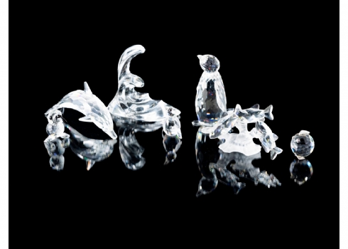 6 דמויות קריסטל סברובסקי (SWAROVSKI) בדמות חיות ים, חתומים