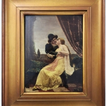 קריסטליום (crystoleum) אנגלי עתיק מהמאה ה-19 (ויקטוריאני), עשוי זכוכית וממוסגר