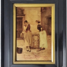 קריסטליום (crystoleum) אנגלי עתיק מהמאה ה-19 (ויקטוריאני), עשוי זכוכית וממוסגר