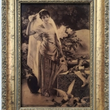 קריסטליום (crystoleum) אנגלי עתיק מהמאה ה-19 (ויקטוריאני), עשוי זכוכית וממוסגר